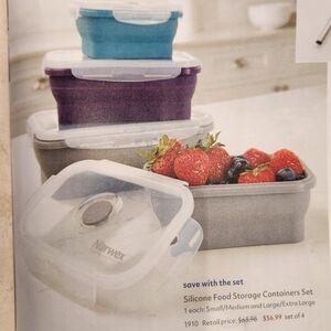 Norwex Silicone Food Storage Containers -- Size Small & Medium. BRAND NEW!